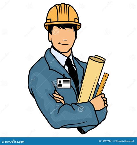 Cartoon Engineer Holding Tool And Paper | CartoonDealer.com #69780159