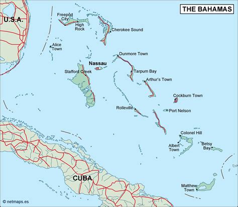 bahamas political map. Eps Illustrator Map | Vector World Maps