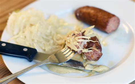 German Sausage with Sauerkraut and Dijon Mustard - Sheri Glows