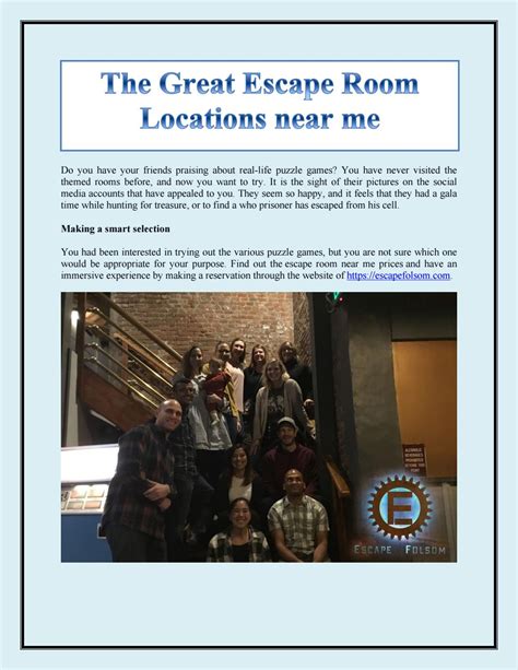 The Great Escape Room Locations near me by escapefolsom - Issuu