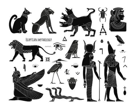 Premium Vector | A set of egyptian mythical animals and creatures ...