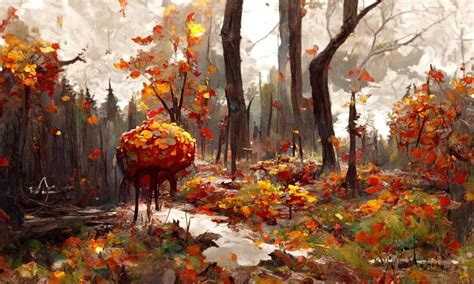 Premium Photo | A beautiful painting of the autumn forest