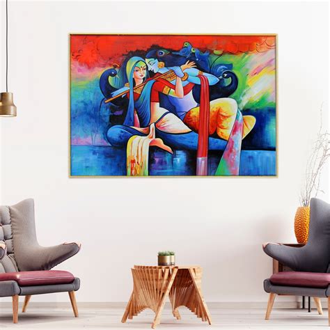 Radha Krishna Abstract Canvas Painting |God Paintings Collection-HoMafy