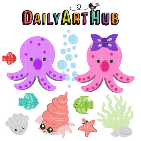 Sea Creatures Clip Art Set – Daily Art Hub // Graphics, Alphabets & SVG