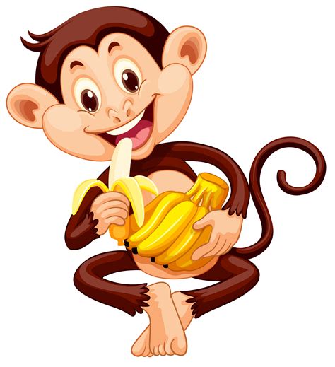 Little monkey eating banana 367742 Vector Art at Vecteezy