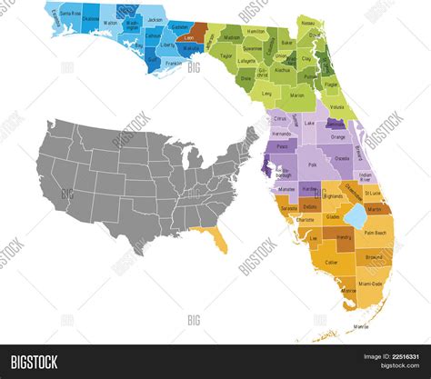 Florida Counties Vector & Photo (Free Trial) | Bigstock