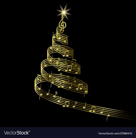 Gold musical christmas tree Royalty Free Vector Image