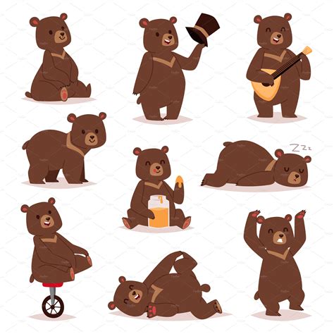 Cartoon bear vector set ~ Illustrations ~ Creative Market