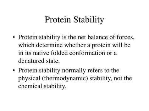 PPT - Protein Stability Protein Folding Chapter 6 PowerPoint ...