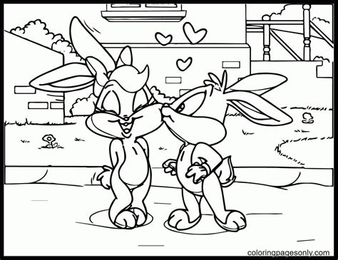 Baby Bugs Bunny And Lola Kissed Coloring Page - Free Printable Coloring ...