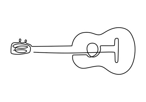 Acoustic guitar music instrument. One line drawing, vector illustration ...