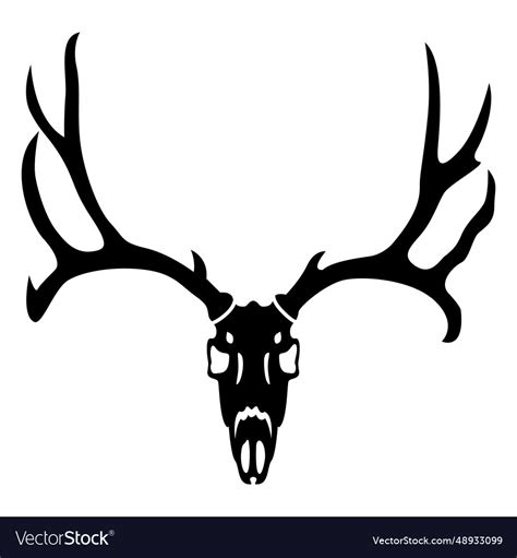 Mule deer skull antler silhouette Royalty Free Vector Image