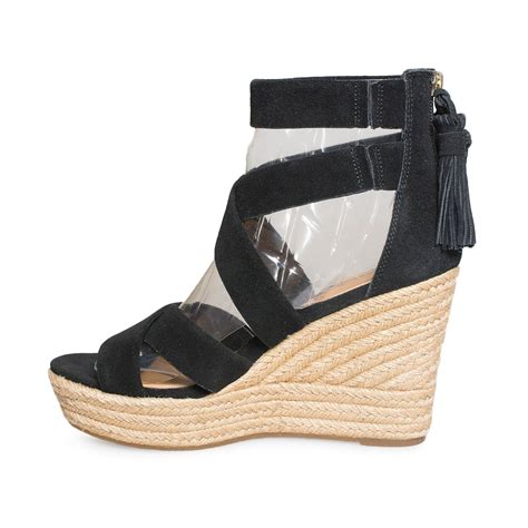 UGG Raquel Black Wedge Sandals - Women's - MyCozyBoots