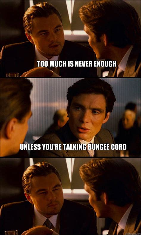 too much is never enough unless you're talking bungee cord - quickmeme