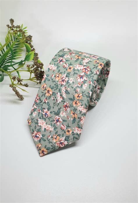 Sage Green Floral Tie, Floral Tie, Groomsmen Tie, Green Tie, Wedding ...