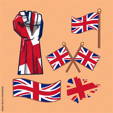 Hand drawn cartoon illustration of British flag Stock Vector | Adobe Stock