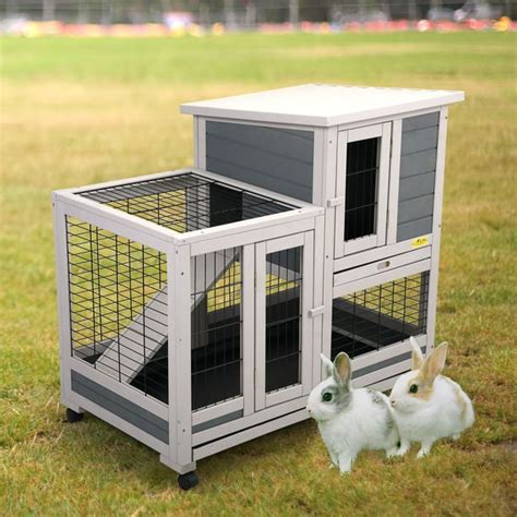 Coziwow Rabbit Hutch Outdoor Wooden Pet Bunny House Wooden Cage with ...