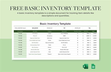 Inventory Template in Google Sheets - FREE Download | Template.net