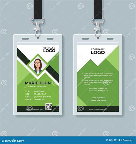 Creative Green ID Card Design Template Stock Vector - Illustration of ...