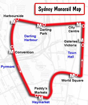 Sydney Monorail Map - NSW Australia