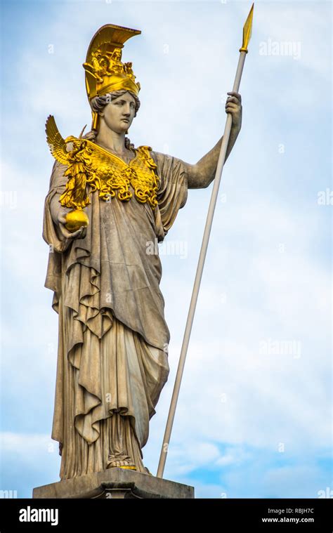 Pallas Athena statue at the Parliament Building, Vienna, Austria Stock ...