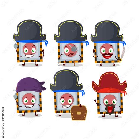 Cartoon character of among us emergency button with various pirates ...