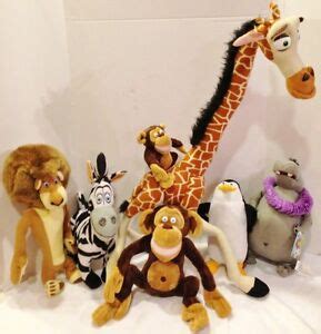 Madagascar Plush Toy LOT of 8, GIANT Melman MORT Mason Gloria Marty ...