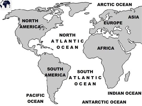 Printable World Map with Atlantic Ocean in PDF Atlantic Ocean, Pacific ...