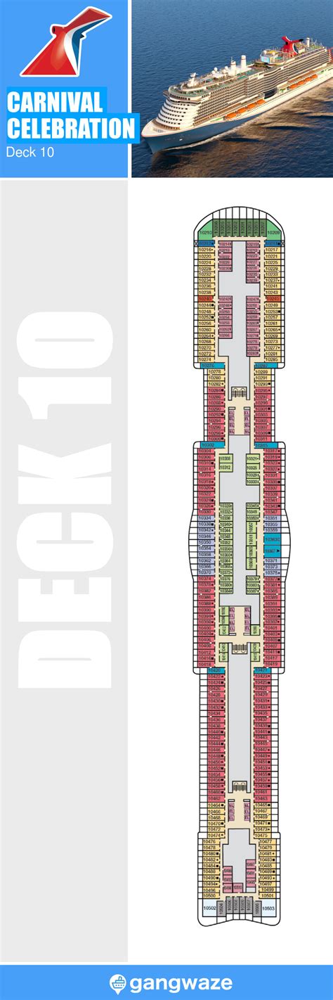 Carnival Celebration Deck 10 - Activities & Deck Plan Layout