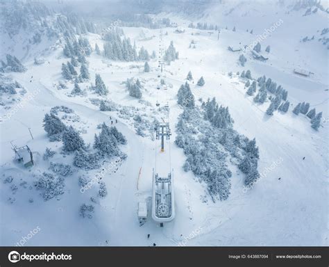 Aerial View Diffused Light Ski Lift Hahnenkamm Ski Resort Multiple ...