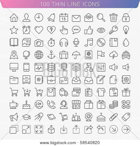 Thin Line Icons Vector & Photo (Free Trial) | Bigstock