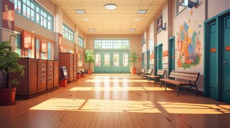 Premium AI Image | a bustling school hallway filled with lockers