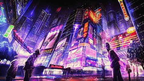 HD wallpaper: artwork, fantasy art, steampunk, city, street, neon, rain ...