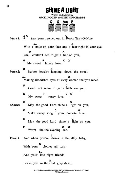 Shine A Light by The Rolling Stones - Guitar Chords/Lyrics - Guitar ...