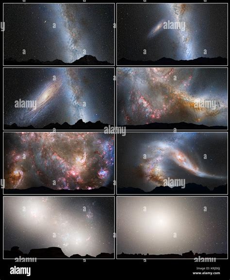 Andromeda and Milky Way collision sequence Stock Photo - Alamy