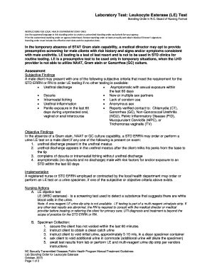 Fillable Online epi publichealth nc Laboratory Test: Leukocyte Esterase ...