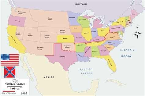 Us Map In 1861