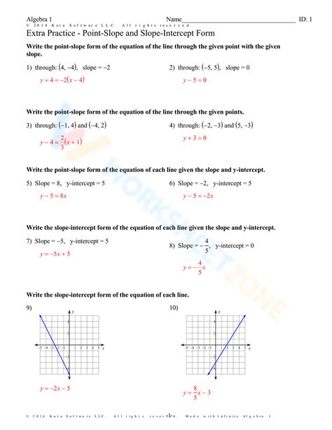 Graphing Equations in Point Slope Form - Worksheets Library