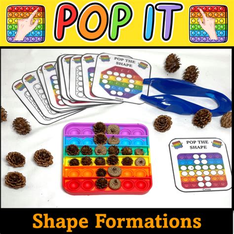 Pop it Shapes| Shapes Formation Task Cards | Bubble Popper Fidget ...