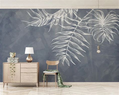 Custom Any Size Wallpaper modern Style Leaf Texture Bedroom master ...