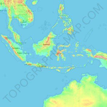 Indonesia topographic map, elevation, terrain