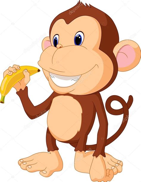 Monkey eat banana cartoon — Stock Vector © irwanjos2 #68631251