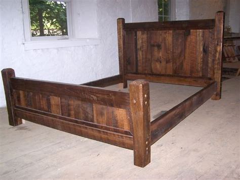 Buy Hand Crafted Reclaimed Antique Oak Wood Queen Size Rustic Bed Frame ...