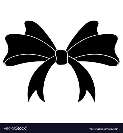 Bow black silhouette ribbon knot Royalty Free Vector Image