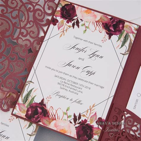 Elegant Burgundy Wedding Invitations - Wedding Invitations Designs