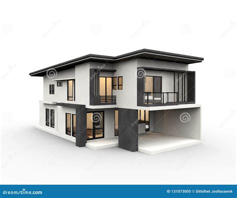 Modern House 3d Rendering Luxury Style Isolated on White Background ...