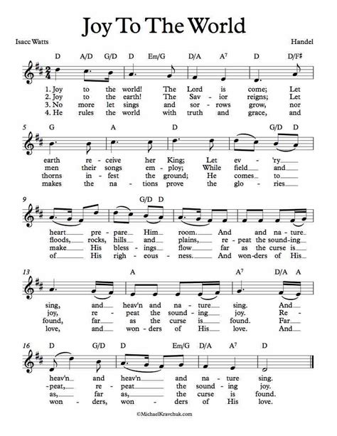 Free Lead Sheet - Joy To The World | Spartiti di musica, Musica per ...