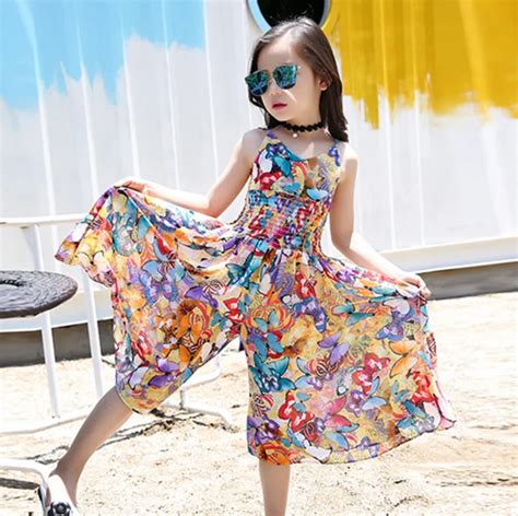 Kids Bohemian Dresses For Girls Long Beach Dress Casual Sleeveless ...