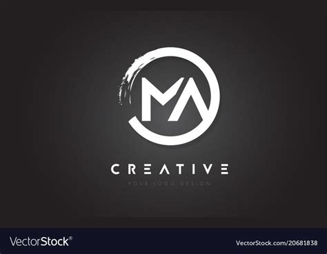 MA Circular Letter Logo with Circle Brush Design and Black Background ...