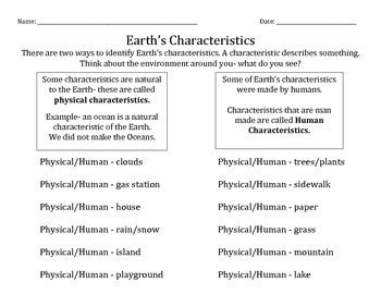 Physical vs. Human Characteristics by Miss Becky's TPT | TPT